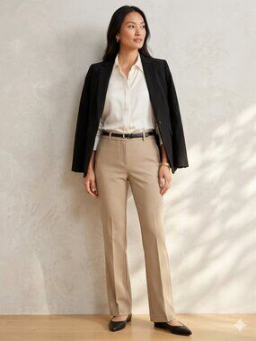 New York & Company 7th Avenue Design Studio Pants Women’s 4 Tall Khaki